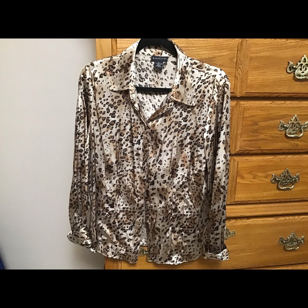 Rafaella Blouse Leopard Print Sz 14 button down